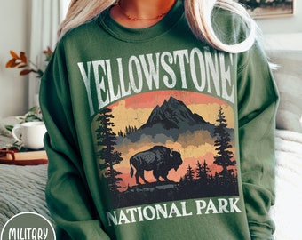 Yellowstone-sweater Yellowstone National Park-shirt Buffalo-sweater Vintage Yellowstone National Park-shirt Wyoming-sweater Montana
