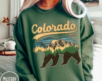 Colorado Sweatshirt Colorado Sweater Bear Sweatshirt Rocky Mountain Sweatshirt Rocky Mountain National Park Shirt Mountain Sweatshirt Hiking