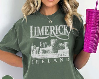 Vintage Limerick Ireland Shirt King John’s Castle Tshirt Irish Heritage Gift for Travelers County Limerick Vacation Souvenir Munster Trip