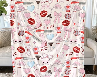 Sabrina Inspired Throw Blanket Short and n&#39; Sweet | That&#39;s That Me Espresso Merch | Music Concert Tour Soft Girl Girlie | Juno Carpenter