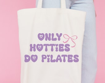 Bolsa de mano "Solo chicas sexys hacen pilates" / Regalo para hacer ejercicio / Bolsa de entrenamiento / Yoga / Salud, bienestar y fitness / Bonita y moderna bolsa de mano para mejores amigas /