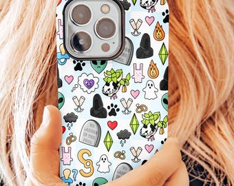 Sims Inspired Phone Case Gift, Simmer with Cow Plant Aliens Woohoo, Plumbob, PC Cozy iPhone, Soft Gaming Sul Sul Merch Gamer, Simlish