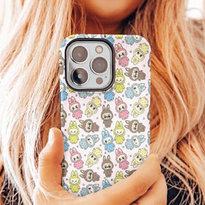 Monster Kawaii La bu bu Phone Case iPhone Creepy Cute Doll, Mystery Blind Box, popmart Monsters, Plush Collectible, Bunny Exciting Macaron