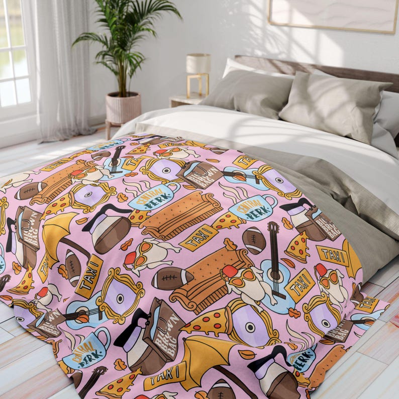 Friends TV Series Show Throw Blanket | Gift Inspired Couch I'll Be There For You | Ross Monica Rachel Joey Chandler On A Break NYC One Where image 5