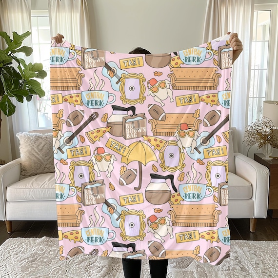 Friends TV Series Show Throw Blanket | Gift Inspired Couch I'll Be There For You | Ross Monica Rachel Joey Chandler On A Break NYC One Where