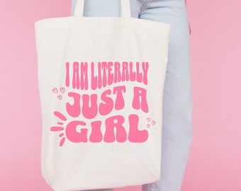 Bolso de mano "Soy literalmente solo una chica" / Lindo regalo rosa de moda para chicas / Amiga mejor amiga / Tik tok / Meme divertido de Internet "Solo una chica" / Barbiecore