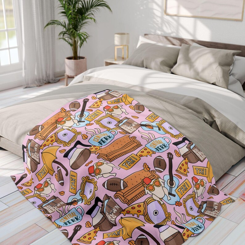 Friends TV Series Show Throw Blanket | Gift Inspired Couch I'll Be There For You | Ross Monica Rachel Joey Chandler On A Break NYC One Where image 4