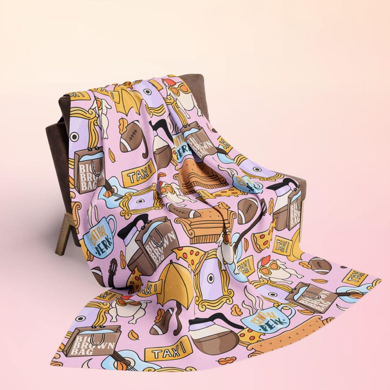 Friends TV Series Show Throw Blanket | Gift Inspired Couch I'll Be There For You | Ross Monica Rachel Joey Chandler On A Break NYC One Where image 3
