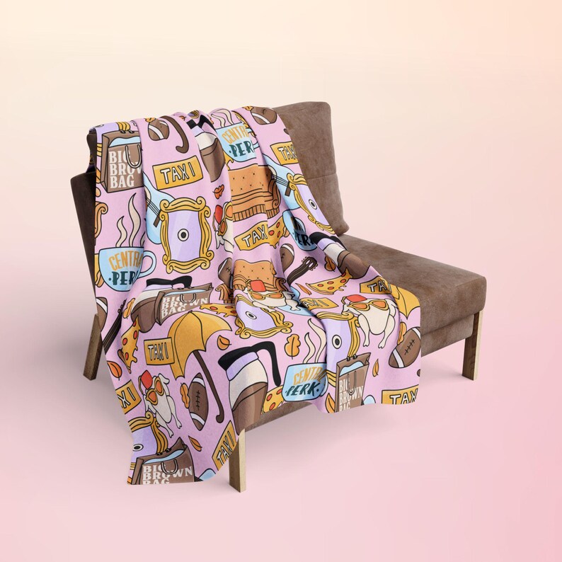 Friends TV Series Show Throw Blanket | Gift Inspired Couch I'll Be There For You | Ross Monica Rachel Joey Chandler On A Break NYC One Where image 2