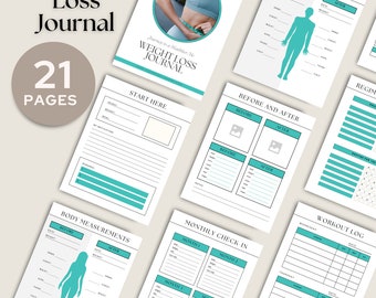 Gewichtsverlust Journal, Gewichtsverlust Tracker, Fitness Journal, Gewichtsverlust Planer, Fitness Planer, Mahlzeiten Planer, Fitness Tracker, Workout Plan