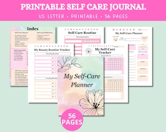 Printable Self Care Planner, Self Care Checklist, Self Love Journal, Self Care Planner, Self Care Journal, Digital Self Care Planner
