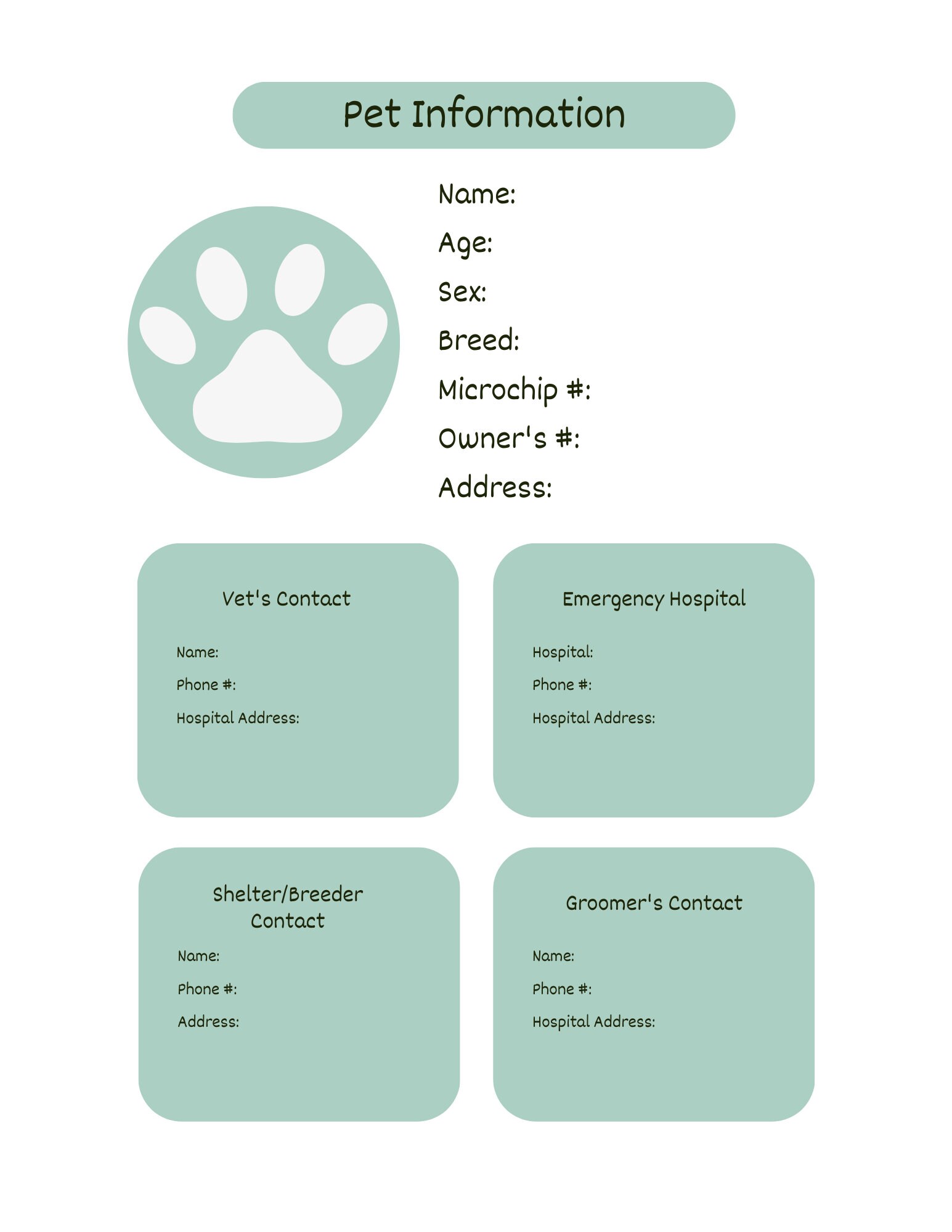 Printable Pet Care Planner Fillable Pet Planner Pet Sitter - Etsy