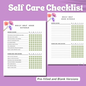 Self Care Checklist, Self Care Trackers, Self Care Kit, Self Care Workbook, Self Care Planner, Self Care Journal, self care worksheet