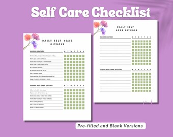 Self Care Checklist, Self Care Trackers, Self Care Kit, Self Care Workbook, Self Care Planner, Self Care Journal, self care worksheet