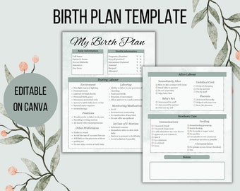 Birth Plan Template Editable Birth Plan Birth Plan - Etsy