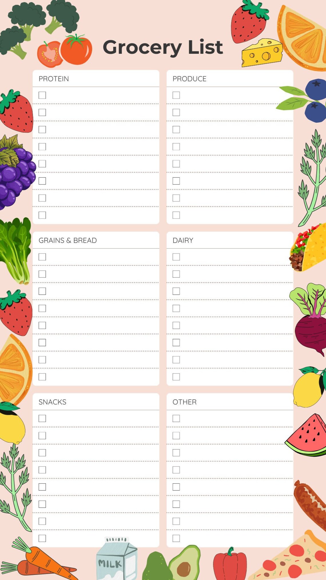 Grocery List Digital Download - Etsy