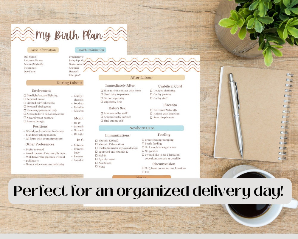 Birth Plan Template, Fully Editable Hospital Birth Plan, Pregnancy ...