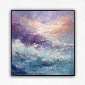 Cold Ocean Framed Canvas, 100% Original Handmade, Textured Painting, Acrylic Abstract Oil Painting, Wall Decor Living Room, Office Wall Art