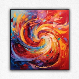 Colorful Red Original Canvas Art, 100% Handmade, Textured Painting, Acrylic Abstract Oil Painting, Wall Decor, Living Room, Office Wall Art