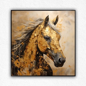 Large Abstract Horse Oil Painting on Canvas, Original Horse Canvas Wall Art, Modern Textured Animal Painting for Living Room, Bedroom Décor.