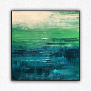 Green minimalism oil  painting green wall art green canvas painting green abstract art green canvas wall art Large green abstract painting
