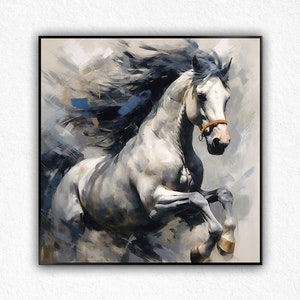 Large Abstract Horse Oil Painting on Canvas, Original Horse Canvas Wall Art, Modern Textured Animal Painting for Living Room, Bedroom Décor.