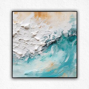 Original Sea Wave oil Painting On Canvas, Modern Blue Ocean Painting, Custom Textured Seascape Art, Large Wall Art, Living room Home Decor..