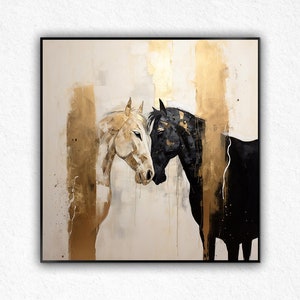 Large Impressionist Horse Oil Painting On Canvas, Original Horse Canvas Wall Art,Modern Animal Painting for Living Room Bedroom Office Decor