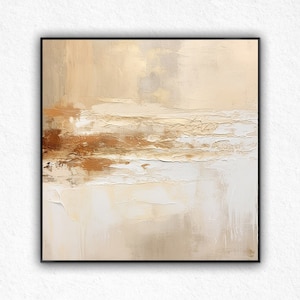 Handmade Abstract Oil Painting: Gray, White & Gold Textured Wall Art