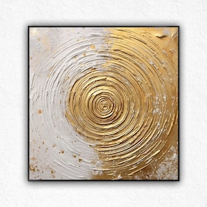 Large Original Grey Beige Gold Foil Abstract Painting Beige Grey Texture Wall Art Oversized Scandinavian Art Modern Minimalist Wall Decor Ar