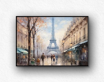 Peinture originale de Paris, paysage urbain, toile, grande peinture, grande peinture, art abstrait de la ville, peinture moderne texturée, art mural maison, par Lagalleria.