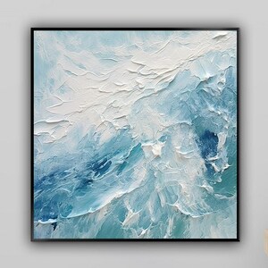 Handmade Ocean Wave Painting: Textured Acrylic Abstract Art