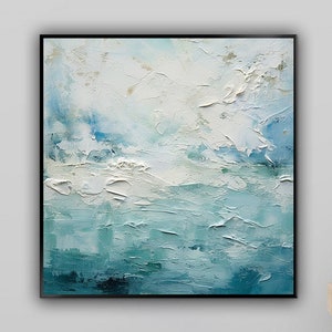 Blue Ocean Wave Painting: Handmade Textured Acrylic Abstract Art