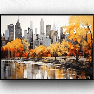Originele stad abstract schilderij-stadsgezicht schilderij-New York City kunst-abstracte moderne kunst-origineel stadsgezicht canvas-modern stedelijk schilderij...