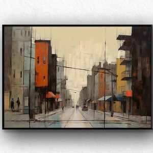 City Street View Abstract Original 100% Handmade, Textured Painting, Acrylic Abstract Oil Painting, Wall Decor Living Room, Office Wall Art