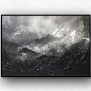 Original Painting On Canvas, Black Mountain Oil Painting, Landscape Painting, Living Room Art, Large Wall Art, Custom Painting, Home Decor..