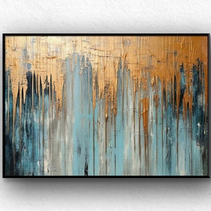 Handmade Blue Gold abstract oil painting on canvas | living room Wall Art | Textured modern wall décor Original modern Art - CUSTOM WALL ART