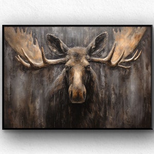 Large Abstract Deer Oil Painting on Canvas, Original and Hand-painted Stag Canvas Wall Art, Modern Animal Painting for Living Room Bedroom
