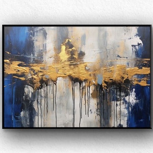 Abstract Gold Foil Oil Painting: Large Minimalist Boho Wall Decor