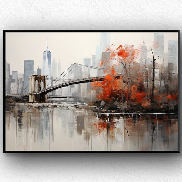 Manhattan Bridge Oil Painting Etsy