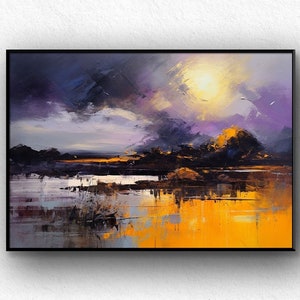 Before Sunset Landscape Painting, 100% Handmade, Textured Painting, Acrylic Abstract Oil Painting, Wall Decor Living Room, Office Wall Art