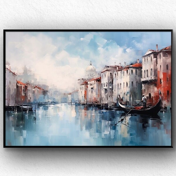 Original Venedig Oil Painting on Canvas Art Handmade, Textured Painting Acrylic Abstract Oil Painting Wall Decor Living Room Office Wall Art