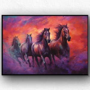 Running Horses, 100% Hand Painted, Textured Modern Painting, Abstract Oil Painting, Acrylic Painting Wall Decor Living Room, Office Wall Art