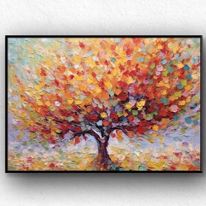 Tree Original Modern Painting On Canvas Art Handmade, Textured Painting Acrylic Abstract Oil Painting Wall Decor Living Room Office Wall Art