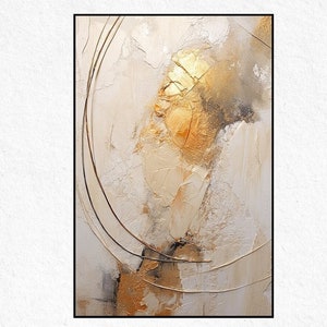 Gold Abstract Oil Painting: Textured Modern Wall Art