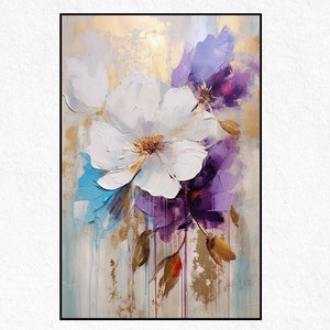 Textured Floral Acrylic Painting: Modern Abstract Wall Art