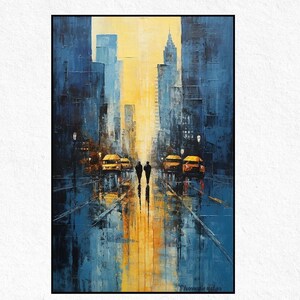 Handmade Textured Acrylic Painting: Abstract Cityscape Wall Art
