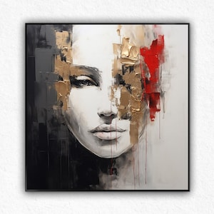 ORIGINAL Malerei, Illustration, Gesicht, bildende Kunst, Frau, Mode, große Kunst Strukturgemälde Acrylbild Abstraktes Ölgemälde Wandkunst
