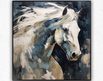 Handmade, Horse Painting Animal Painting Running Horse Painting Horse Oil Painting Large Oil Painting Horse Wall Art Horse Abstract Painting
