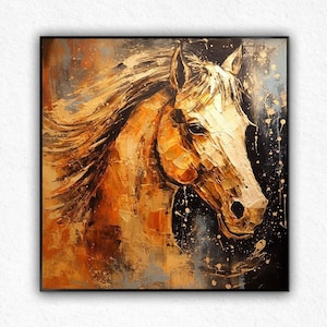 Pferd, Abstrakte Pferdemalerei, Pferdeölgemälde, Leinwand, Wildes Pferd, Leinwanddruck, Pferdewanddekor, Pferdekunstwerk, Tierwanddekor ART